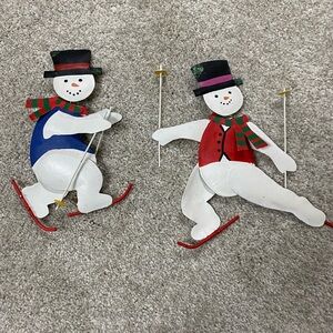 Metal Snowman Skiing Ornaments